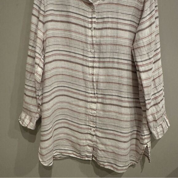 GARNET HILL Linen Shirt Top Women XL Linen Button Down Long Sleeve Lagenlook - Picture 4 of 10